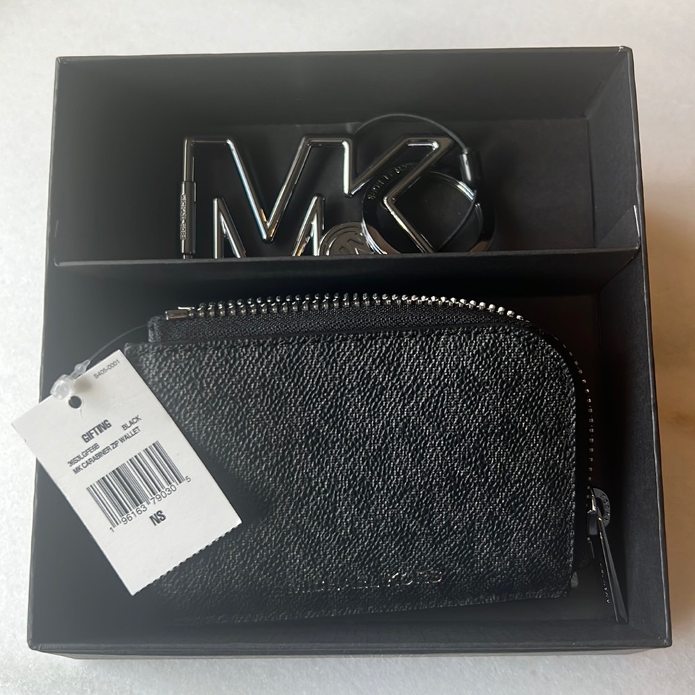 Michael Kors key chain and mini zip wallet gift set.